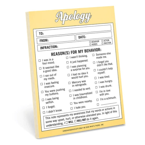 Knock Knock : Apology Nifty Note Pad -