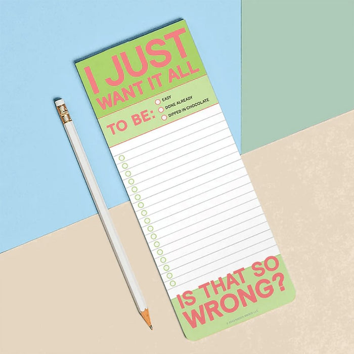 Knock Knock : I Just Want It All Make-a-List Pad -