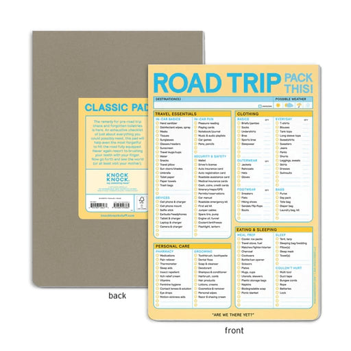 Knock Knock : Road Trip Packing List Pad -