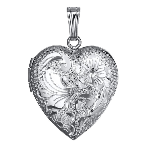 LeStage® Cape Cod : Sterling Silver Floral Heart Locket - LeStage® Cape Cod : Sterling Silver Floral Heart Locket