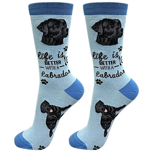 Life Is Better With A Black Labrador Unisex Socks - Blue - Life Is Better With A Black Labrador Unisex Socks - Blue
