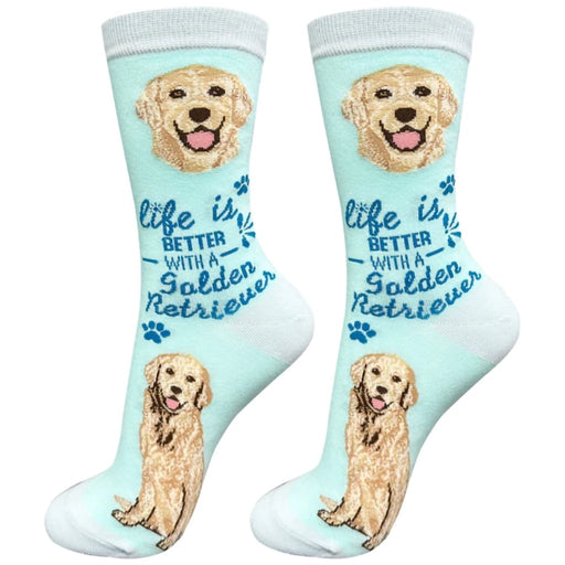 Life Is Better With A Golden Retriever Unisex Socks - Light Blue - Life Is Better With A Golden Retriever Unisex Socks - Light Blue