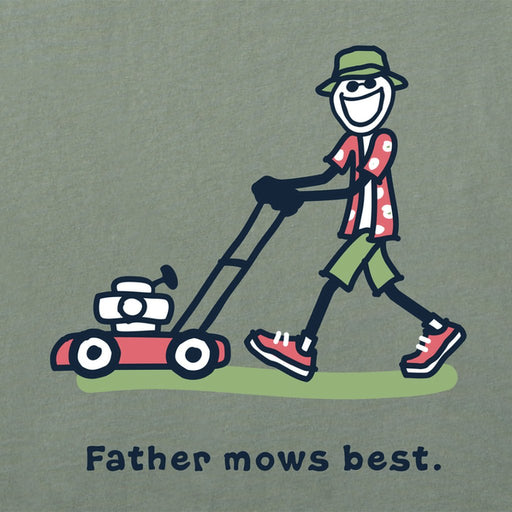 Life Is Good : Men's Jake Father Mows Best Push Mower Crusher-LITE Tee - Life Is Good : Men's Jake Father Mows Best Push Mower Crusher-LITE Tee