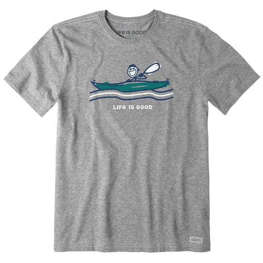 Life Is Good Men's Kayak Jake Crusher-LITE Short Sleeve T-Shirt in Heather Grey Size 2XL | 100% Cotton