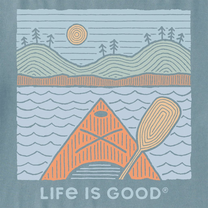 Life Is Good : Men's Woodblock Kayak Short Sleeve Tee - Life Is Good : Men's Woodblock Kayak Short Sleeve Tee