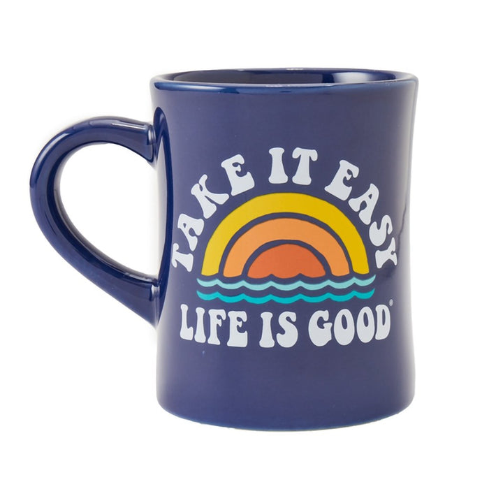 Life Is Good : Take It Easy Rainbow Waves Diner Mug - Life Is Good : Take It Easy Rainbow Waves Diner Mug