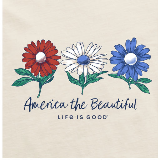 Life Is Good : Women's America the Beautiful Daisies Short Sleeve Vee - Life Is Good : Women's America the Beautiful Daisies Short Sleeve Vee