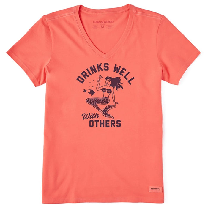 Life Is Good : Women's Drinks Well With Others Mermaid Short Sleeve Vee -