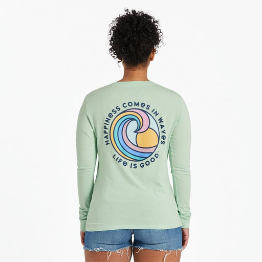 Life Is Good : Women's Happiness Comes in Waves Spectrum Long Sleeve Crusher-LITE Tee - Life Is Good : Women's Happiness Comes in Waves Spectrum Long Sleeve Crusher-LITE Tee