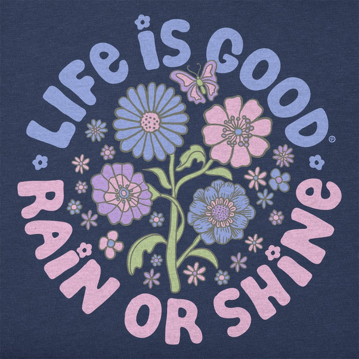 Life Is Good : Women's LIG Rain or Shine Flowers Short Sleeve Tee - Life Is Good : Women's LIG Rain or Shine Flowers Short Sleeve Tee
