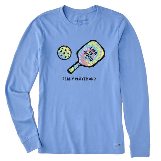 Life Is Good : Women's Ready Player One Pickleball Long Sleeve Crusher Tee - Life Is Good : Women's Ready Player One Pickleball Long Sleeve Crusher Tee