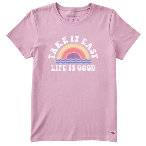 Life Is Good : Women's Take It Easy Rainbow Waves Short Sleeve Tee - Life Is Good : Women's Take It Easy Rainbow Waves Short Sleeve Tee