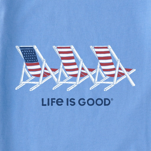 Life Is Good : Women's Three Americana Beach Chairs Short Sleeve Vee - Life Is Good : Women's Three Americana Beach Chairs Short Sleeve Vee