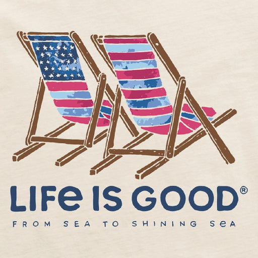 Life Is Good : Women's Tie Dye Americana Beach Chairs Crusher-Lite Vee -