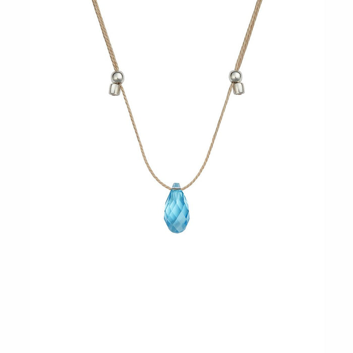 &Livy : Hyevibe Crystal Silk Slider Necklace in Aqua - &Livy : Hyevibe Crystal Silk Slider Necklace in Aqua