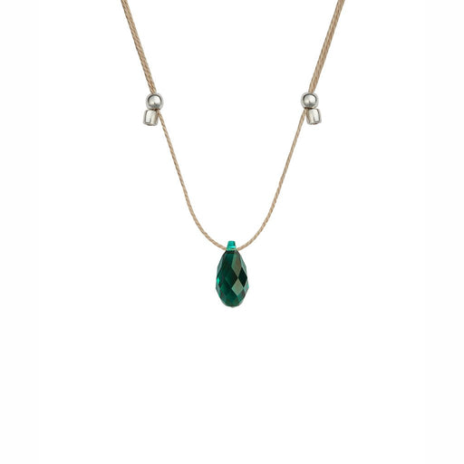 &Livy : Hyevibe Crystal Silk Slider Necklace in Emerald - &Livy : Hyevibe Crystal Silk Slider Necklace in Emerald