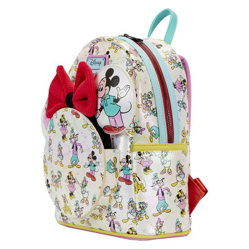 Loungefly : Disney100 Mickey & Friends Classic All-Over Print Iridescent Mini Backpack With Ear Headband - Loungefly : Disney100 Mickey & Friends Classic All-Over Print Iridescent Mini Backpack With Ear Headband