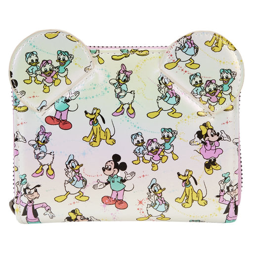 Loungefly : Disney100 Mickey & Friends Classic All-Over Print Iridescent Zip Around Wallet - Loungefly : Disney100 Mickey & Friends Classic All-Over Print Iridescent Zip Around Wallet