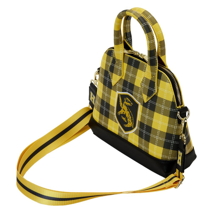 Loungefly : Harry Potter Hufflepuff Patch Varsity Plaid Crossbody Bag - Loungefly : Harry Potter Hufflepuff Patch Varsity Plaid Crossbody Bag