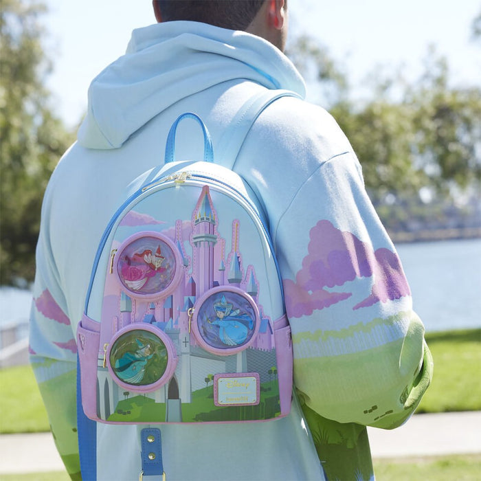 Loungefly : Sleeping Beauty Castle Three Good Fairies Stained Glass Mini Backpack - Loungefly : Sleeping Beauty Castle Three Good Fairies Stained Glass Mini Backpack
