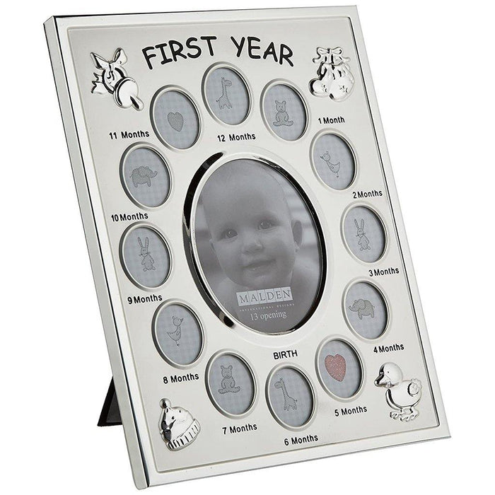 GRAY-WASH 4-opening PUZZLE collage frame for 4x6 prints by Malden