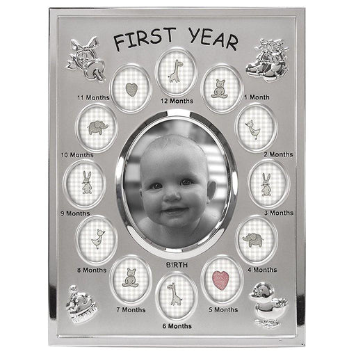 Malden : 1-3.5x4 Baby's First Year Collage Picture Frame - Silver -