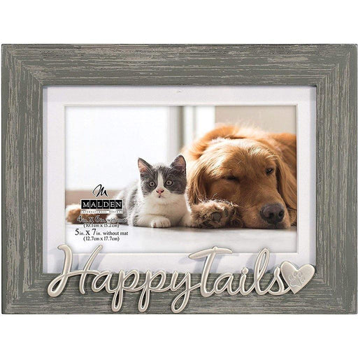 Malden : 4" x 6"/ 5" x 7" Happy Tails Picture Frame - Gray -