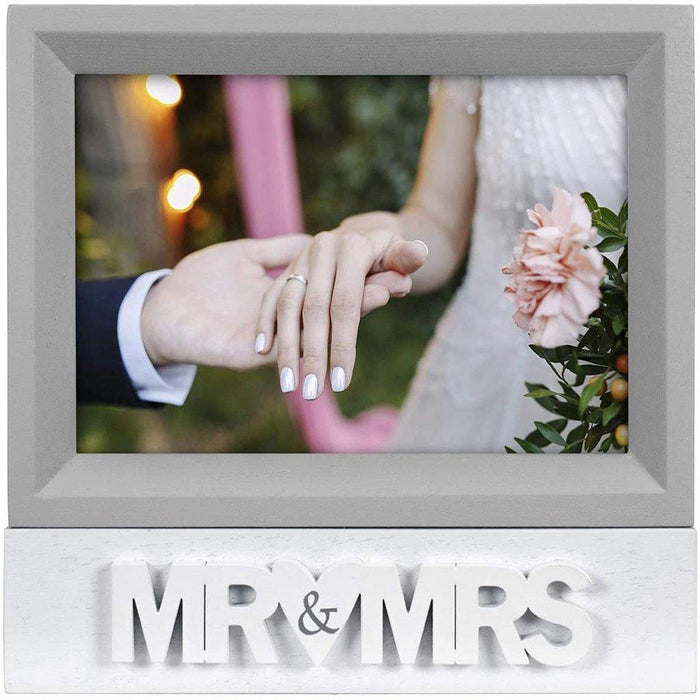 Malden : 4X6 "Mr. & Mrs." Picture frame - Light Grey -
