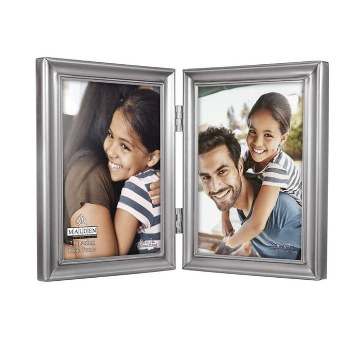 Malden : 5X7 Concourse-Pewter Double Vertical Photo Frame Silver - Malden : 5X7 Concourse-Pewter Double Vertical Photo Frame Silver