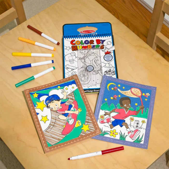 Melissa & Doug : On the Go - Color By Numbers - Board With 6 Markers - Playtime, Construction, Sports And More - Melissa & Doug : On the Go - Color By Numbers - Board With 6 Markers - Playtime, Construction, Sports And More