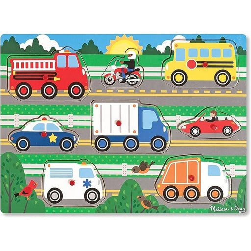 Melissa & Doug : Vehicles Wooden Peg Puzzle - Melissa & Doug : Vehicles Wooden Peg Puzzle