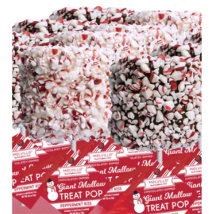 Melville Candy : Giant Marshmallow Pops - Peppermint White Chocolate - Melville Candy : Giant Marshmallow Pops - Peppermint White Chocolate