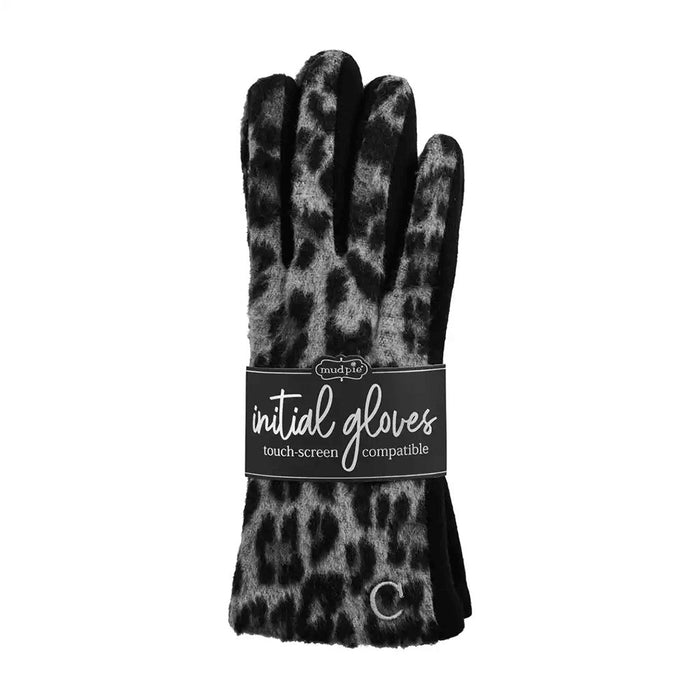Mud Pie : Initial Leopard Gloves -