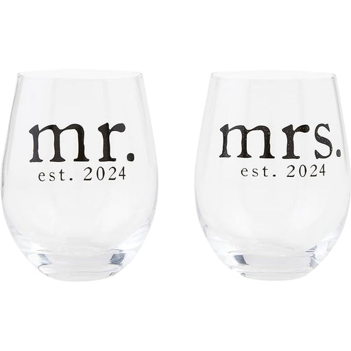 Mud Pie : Mr & Mrs Wine Glass Set 16 Oz - Mud Pie : Mr & Mrs Wine Glass Set 16 Oz