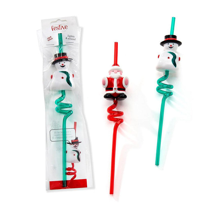 Christmas Holiday Tumblers with Swirly Straws Set of Two Santa