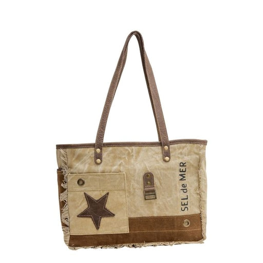 Myra Bag Sunburned Upcycled Canvas & Cowhide Tote Bag S-1468: Handbags:  Amazon.com