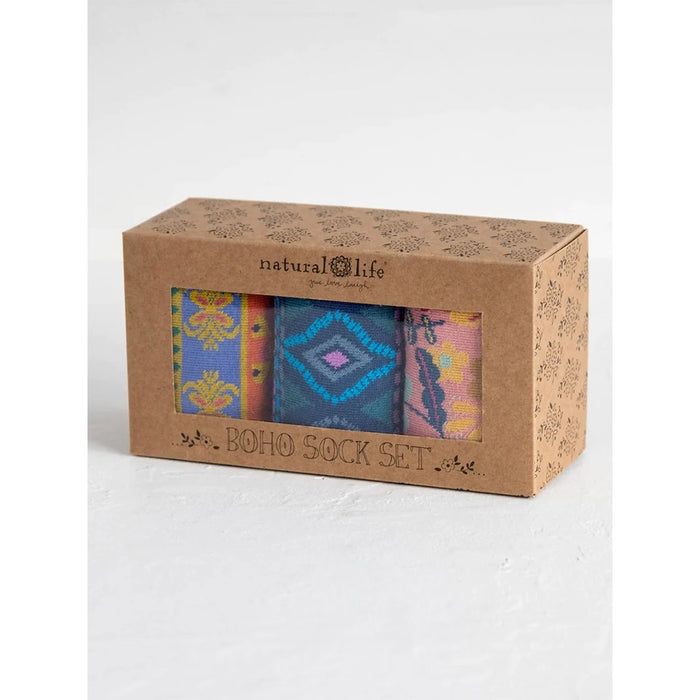 Natural Life : Boxed Boho Sock, Set of 3 - Multi Floral - Annies Hallmark  and Gretchens Hallmark $37.99