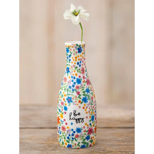 Natural Life : Ceramic Bud Vase - Be Happy - Natural Life : Ceramic Bud Vase - Be Happy