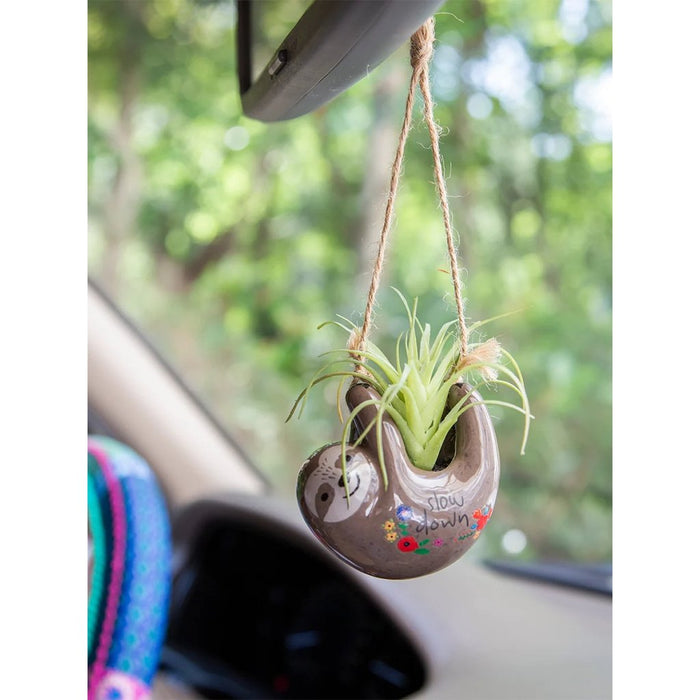 Natural Life : Faux Succulent Car Charm - Grey Sloth -
