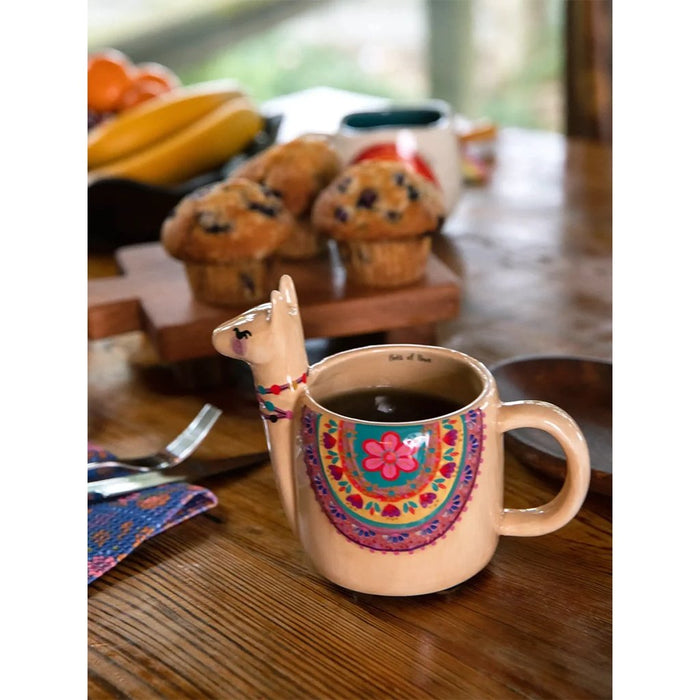 Natural Life : Folk Art Coffee Mug - Llama - Natural Life : Folk Art Coffee Mug - Llama