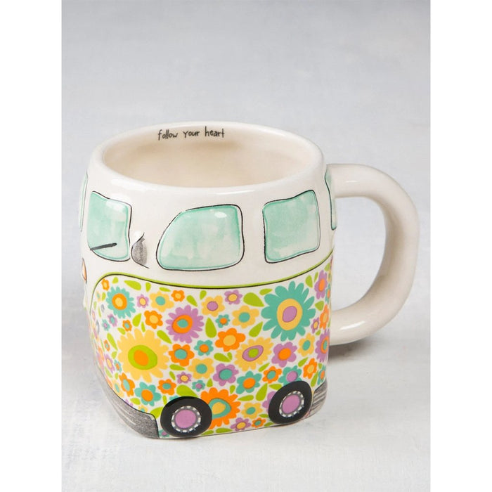 Natural Life : Folk Art Coffee Mug - Yellow Van - Natural Life : Folk Art Coffee Mug - Yellow Van