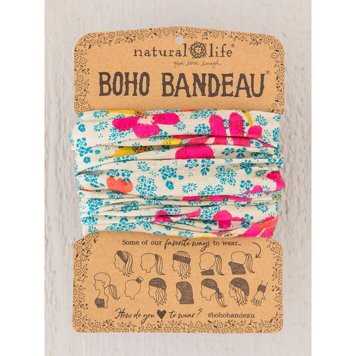 Natural Life : Full Boho Bandeau Headband - Neon Daisies Calico - Natural Life : Full Boho Bandeau Headband - Neon Daisies Calico