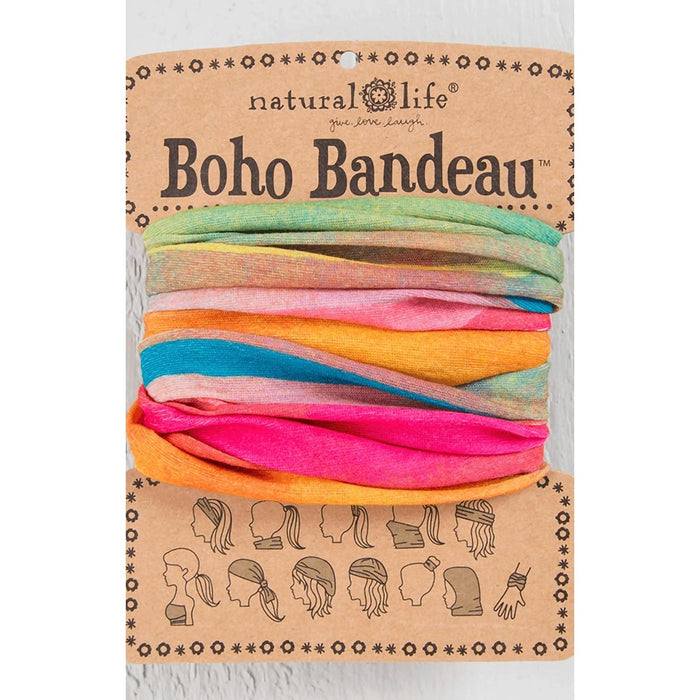 Natural Life : Full Boho Bandeau Headband - Rainbow Ombre -
