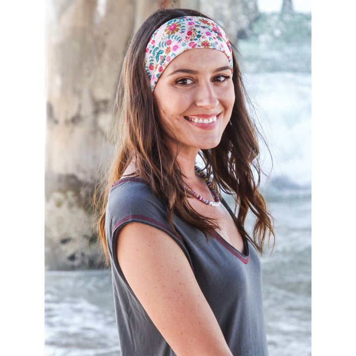 Natural Life : Half Boho Bandeau Headband - Cream Floral Mandala - Natural Life : Half Boho Bandeau Headband - Cream Floral Mandala