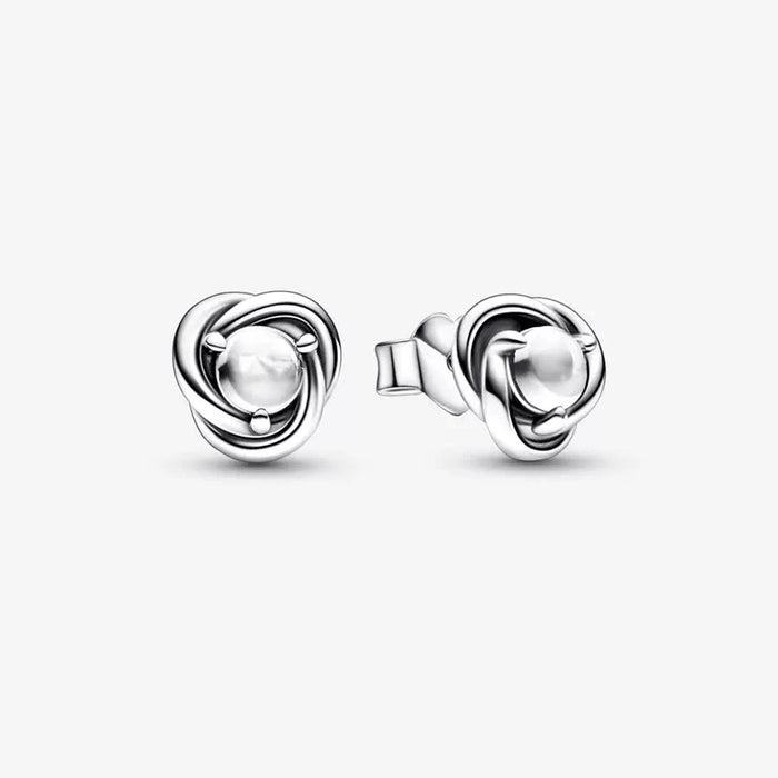 PANDORA : April Birthstone Eternity Circle Stud Earrings -