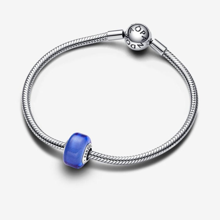 PANDORA : Blue Mini Murano Glass Charm in Sterling Silver - PANDORA : Blue Mini Murano Glass Charm in Sterling Silver