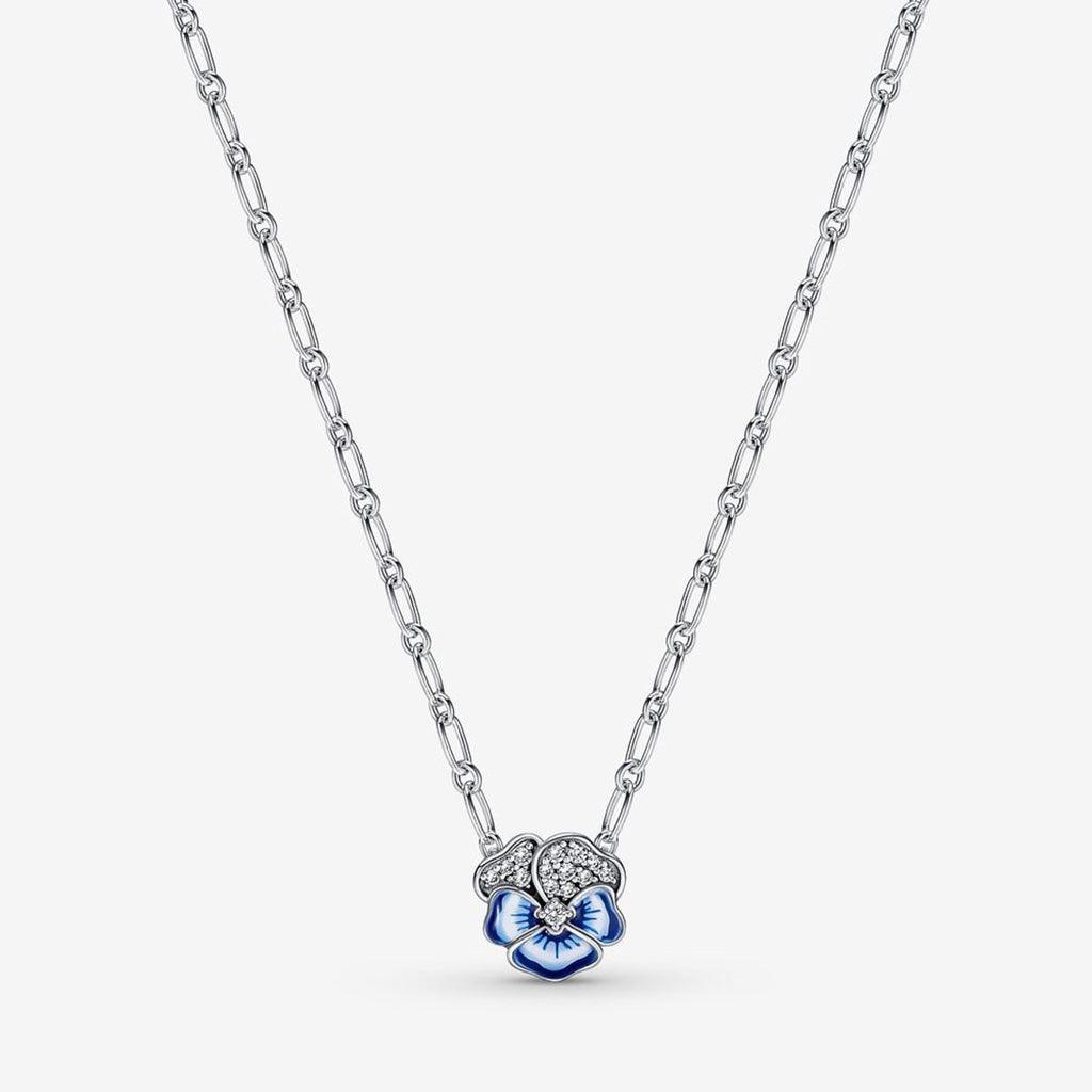 Salt Canister Necklace with Zirconia, Blue Enamel Plated - Delicacies