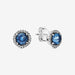 PANDORA : Blue Round Sparkle Stud Earrings -