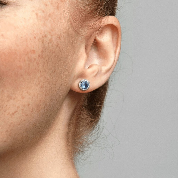 Light Blue Shell Circle Earring Studs
