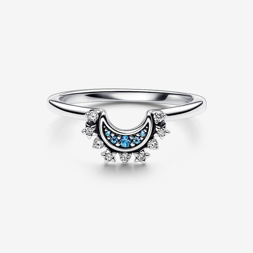 PANDORA : Celestial Blue Sparkling Moon Ring - PANDORA : Celestial Blue Sparkling Moon Ring